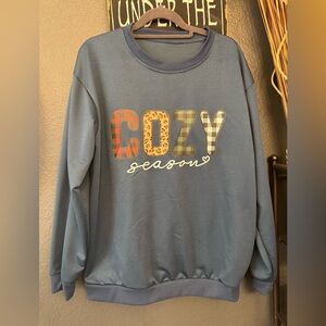 SHEIN Cozy Season Graphic Blue Sweater
